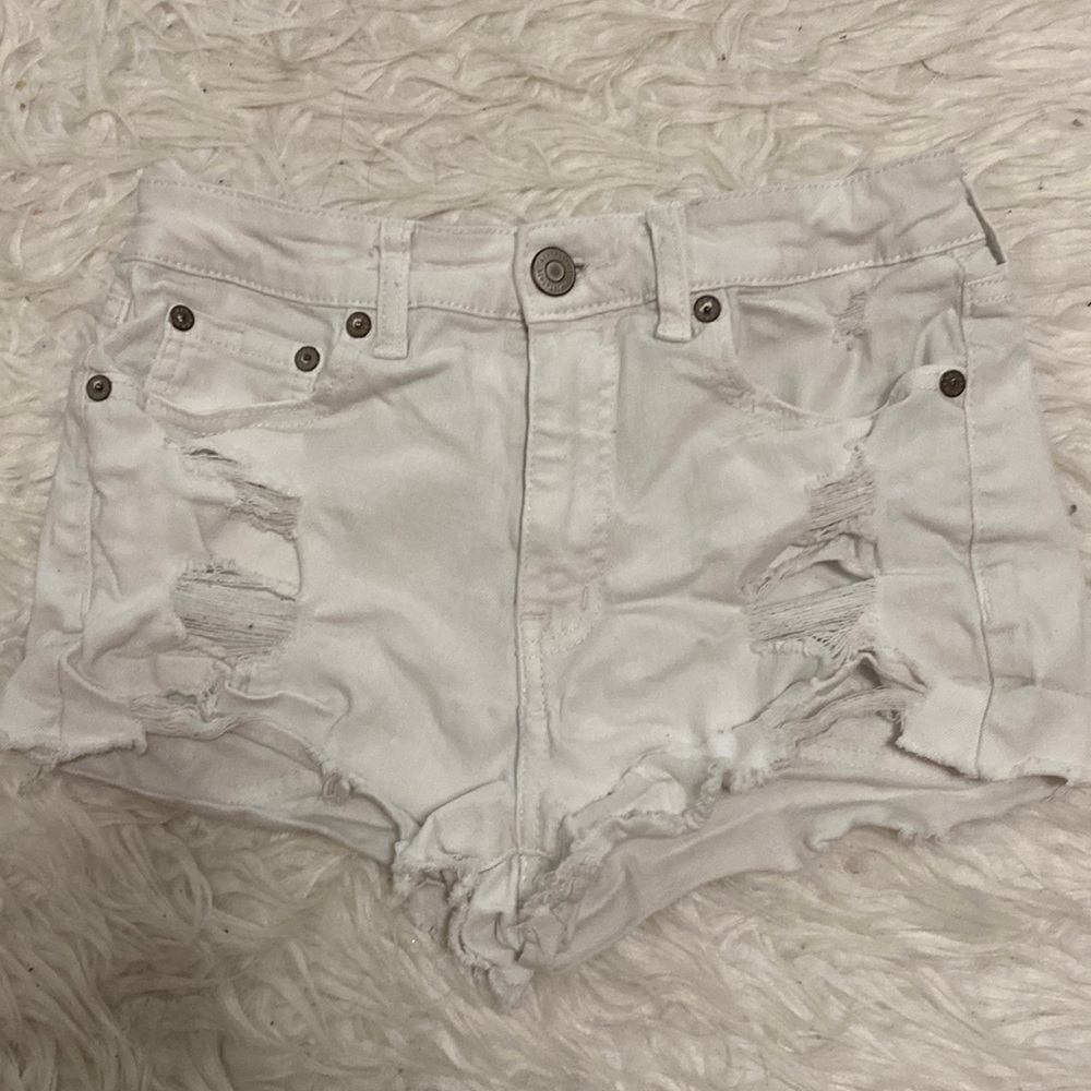 Aeropostale White Ripped Jean Shorts